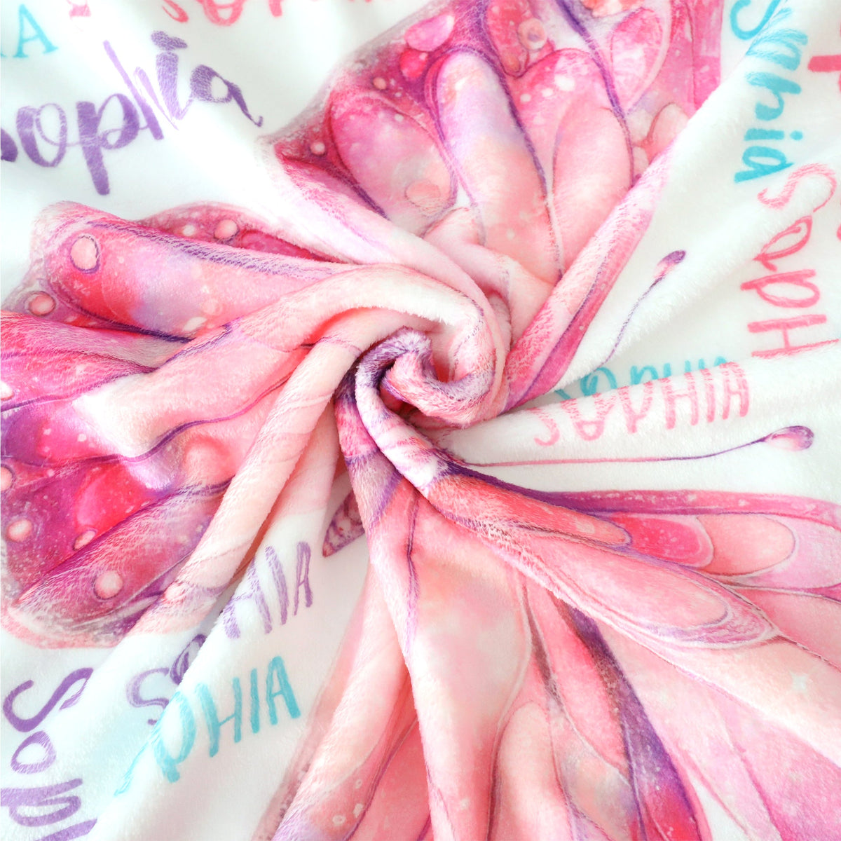 Personalized Colorful Butterfly-Themed Blanket with Name - Perfect Gift for Kids