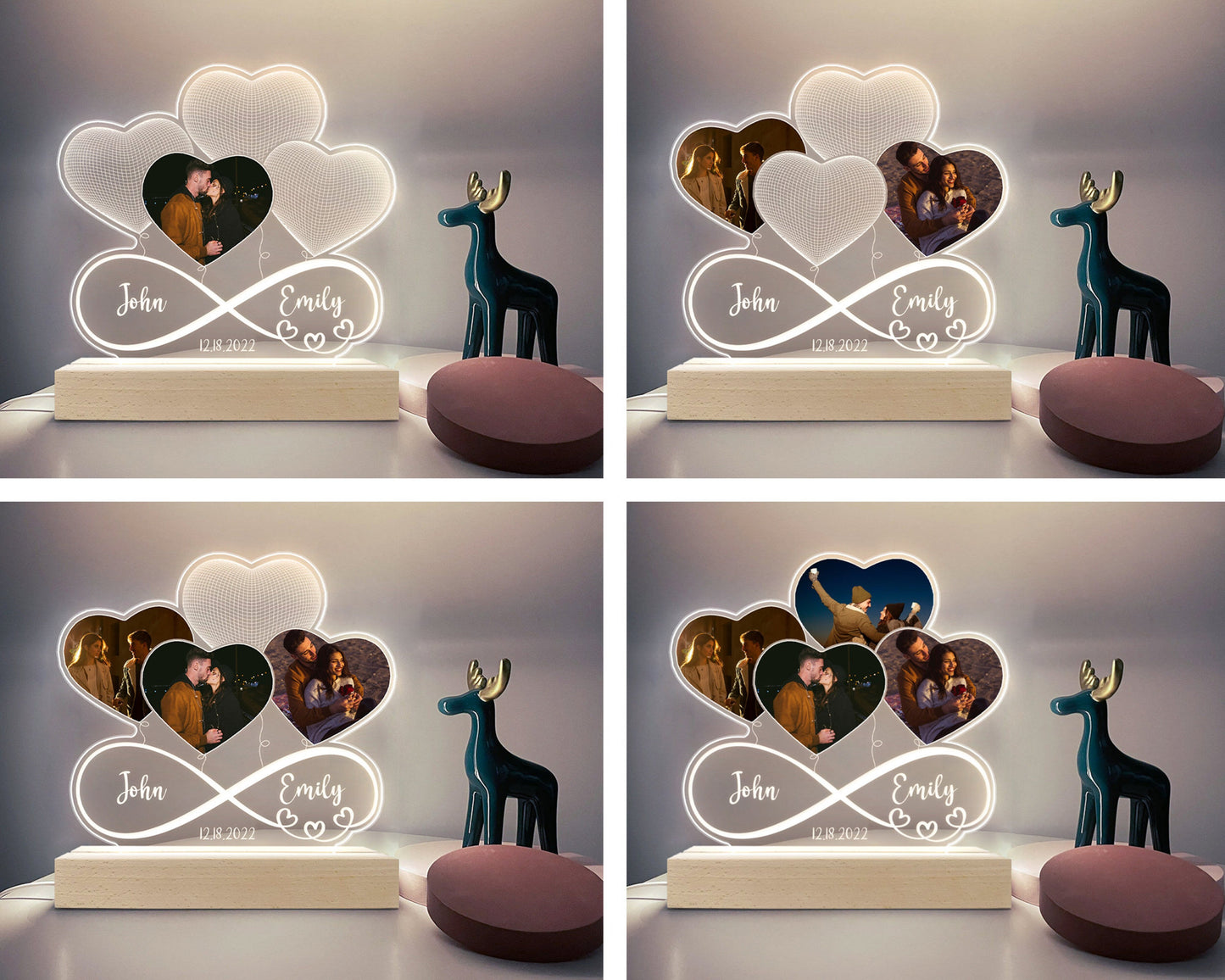 Custom Photo Infinity Heart Balloon‑Shaped 3D LED Lamp‑Personalized Romantic Gift for Couples