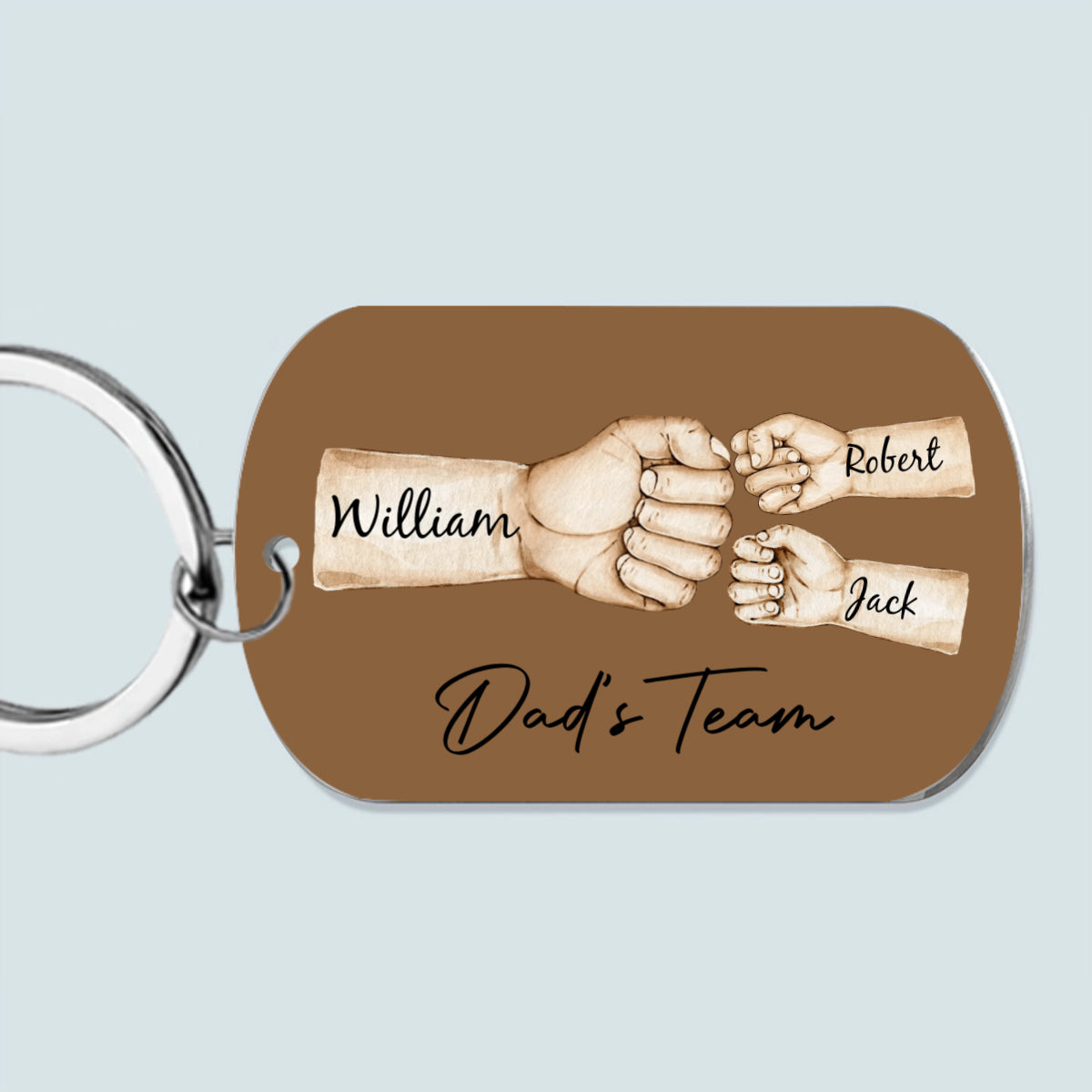 Daddy’s Team Fist Bump - Personalized Stainless Steel Keychain