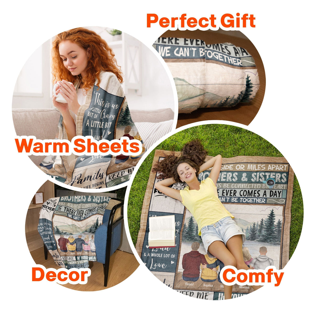 Family Forever: Personalized Blanket - Holiday Gift for Brothers & Sisters