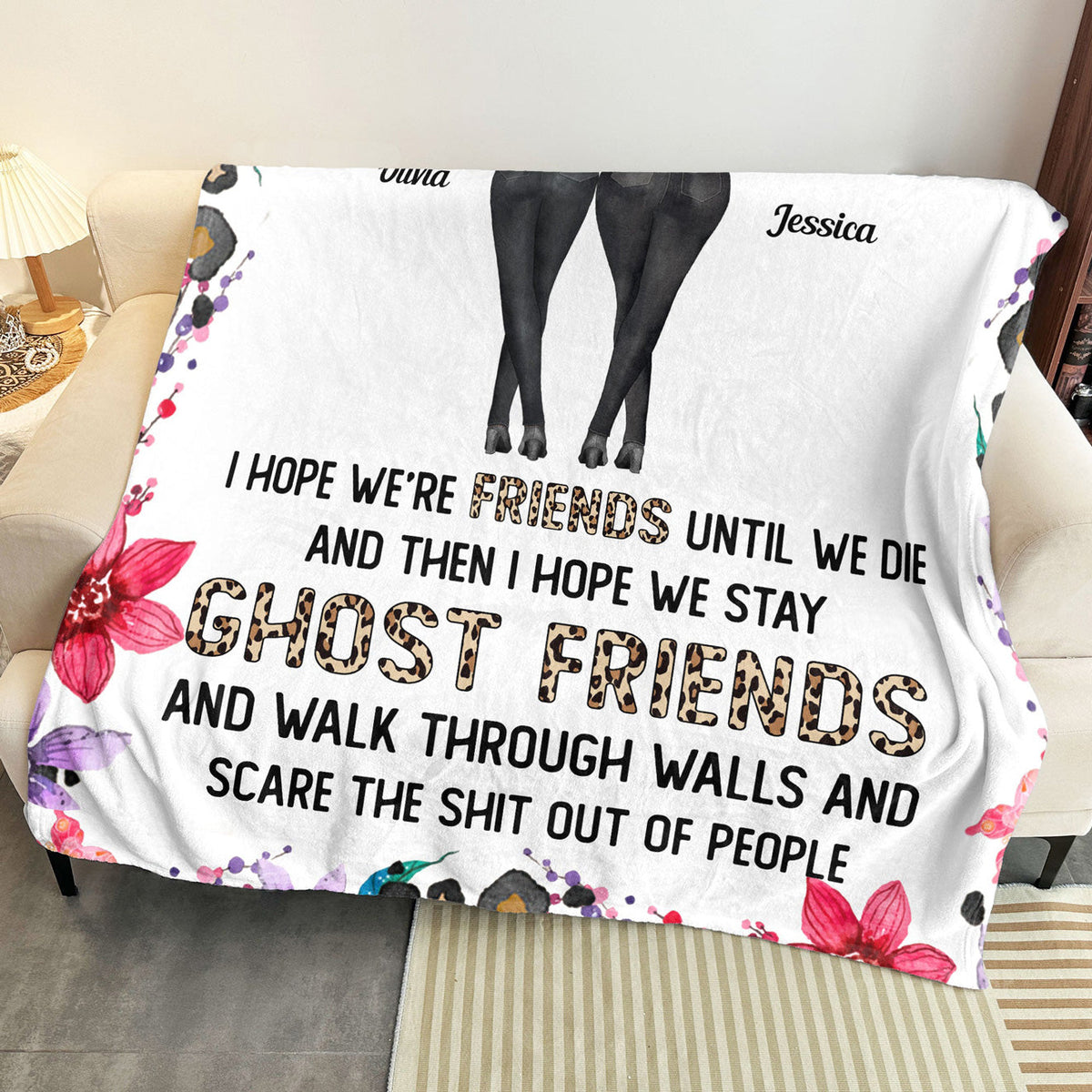 Best Friends in This Life and the Next – Personalized Funny Friendship Blanket, Custom Friends Group Gift