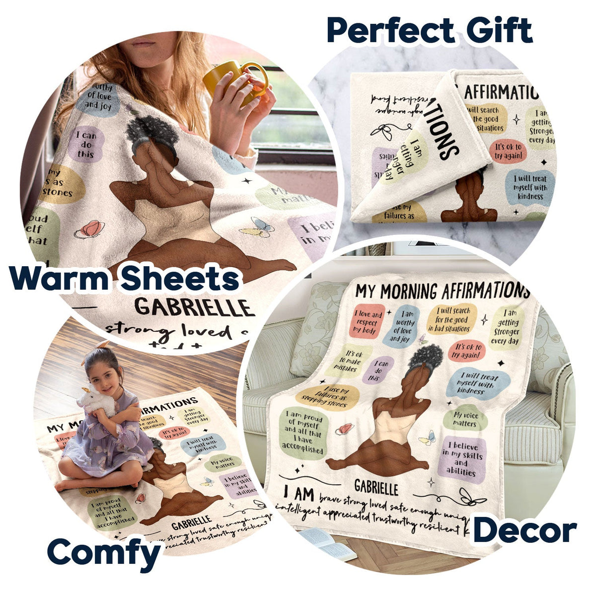 Personalized "My Morning Affirmations" Blanket - Empowering Self-Care Gift
