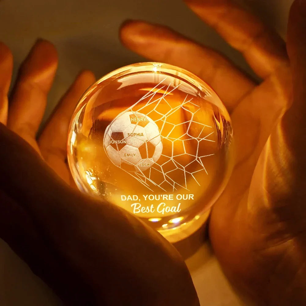 We Scored The Best Dad - Personalized Custom Soccer Crystal Ball Lamp