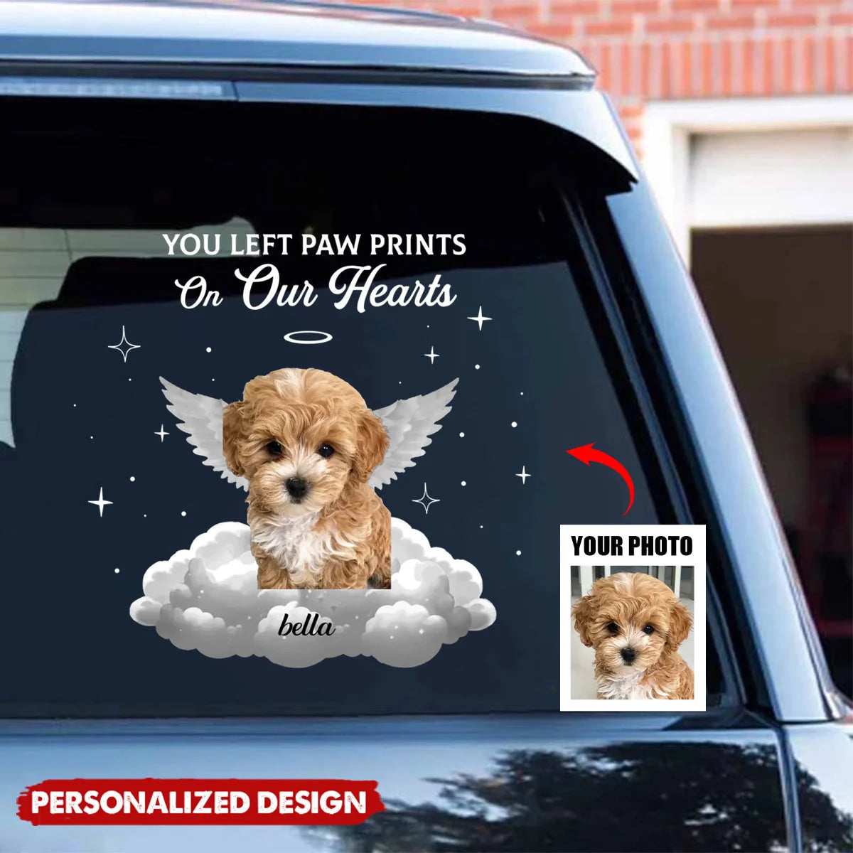 "You Left Paw Prints On My Heart" Custom Dog Memorial Window Decal - Personalized Keepsake Sticker for Pet Owners