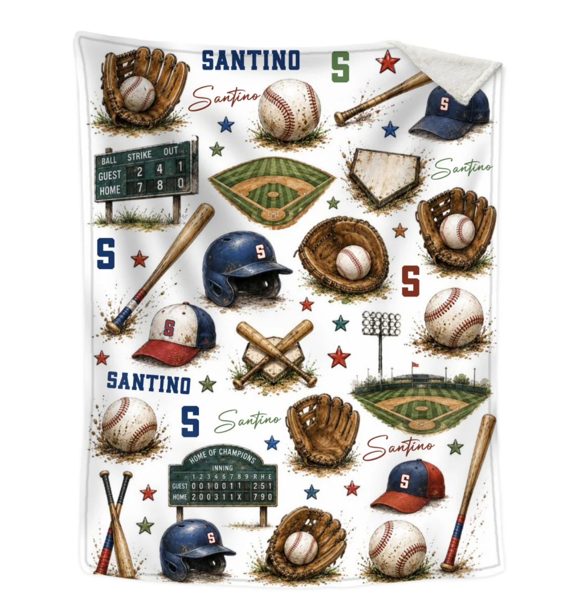 Personalized Baseball Blanket for Boys - Custom Name Vintage Sports Throw Keepsake