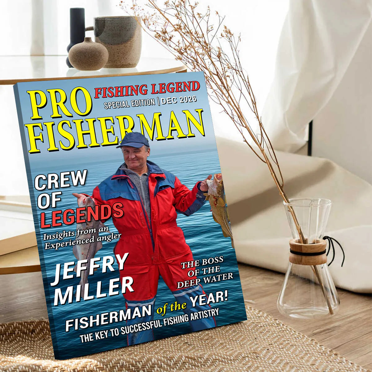 Hooked On Great Memories - Custom Photo Magazine Cover Poster - Personalized Funny Fishing Gift for Fisherman
