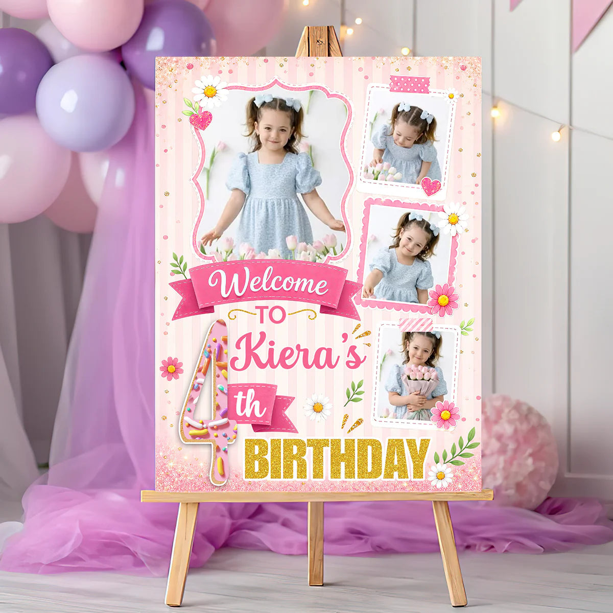 Welcome to Birthday Party Personalized Poster / Canvas - Custom Name & Photo Sign