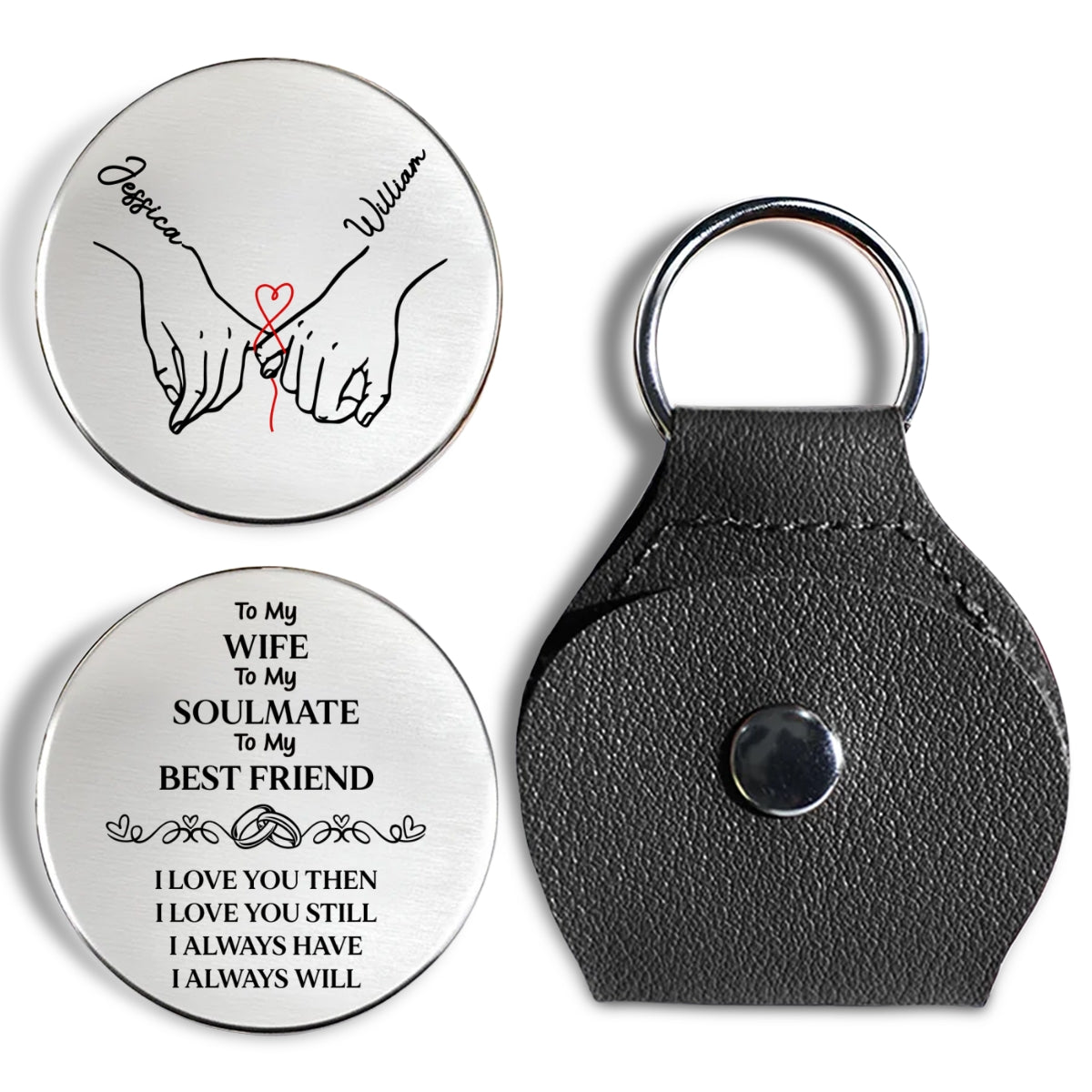 Custom Coin Keychain for Wife, Couple Christmas Anniversary Gifts • To My Wife Soulmate Best Friend - Personalized Pocket Hug