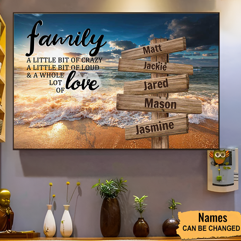 A Little Chaos, A Whole Lot of Love – Personalized Family Name Canvas ...