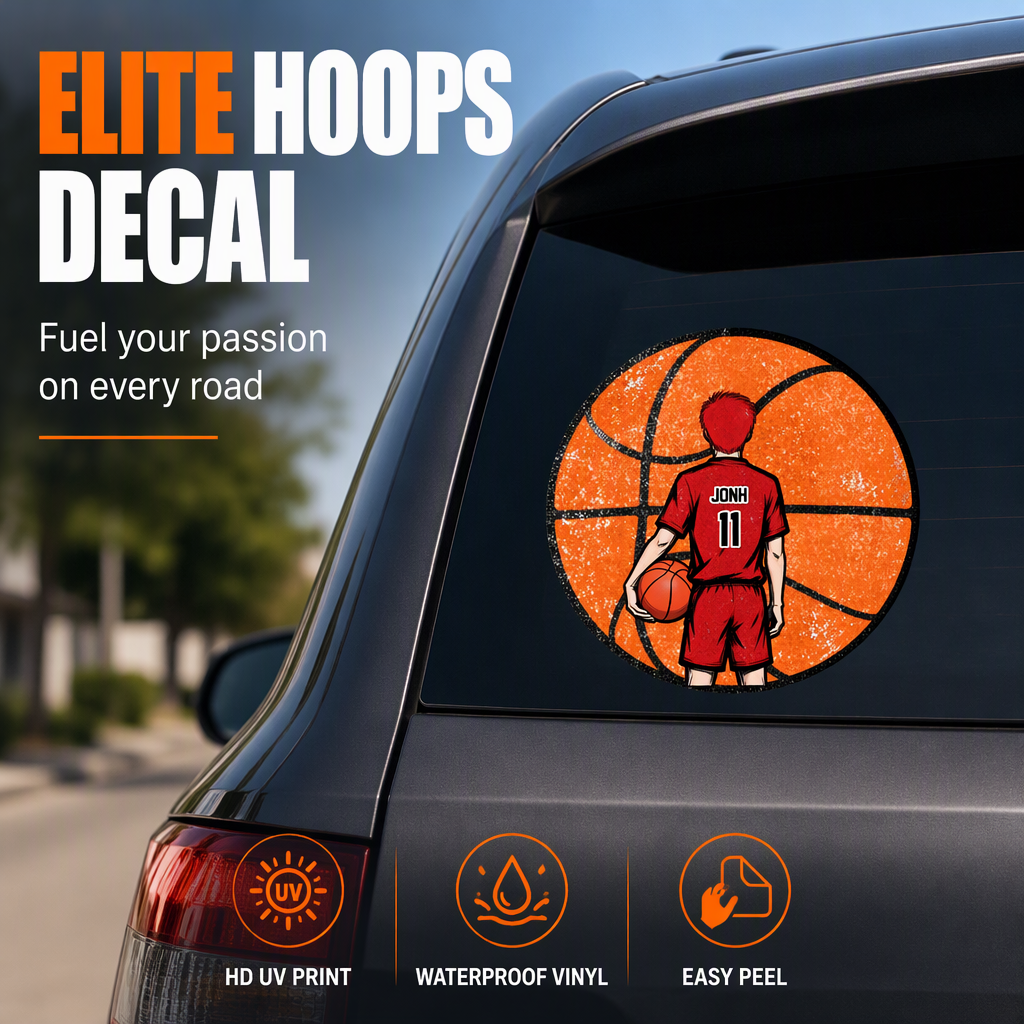 Custom Basketball Sticker Personalized Name Number Vinyl Decal, Anime Basketball Player Round Sticker for Car Laptop Water Bottle Sports Fan Gift
