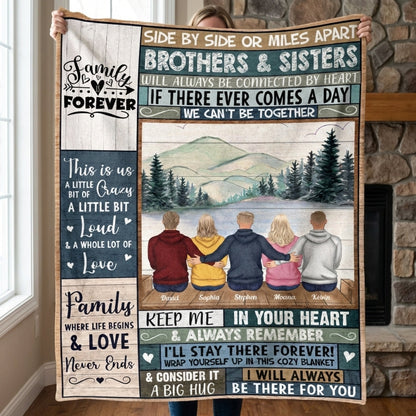 Family Forever: Personalized Blanket - Holiday Gift for Brothers & Sisters