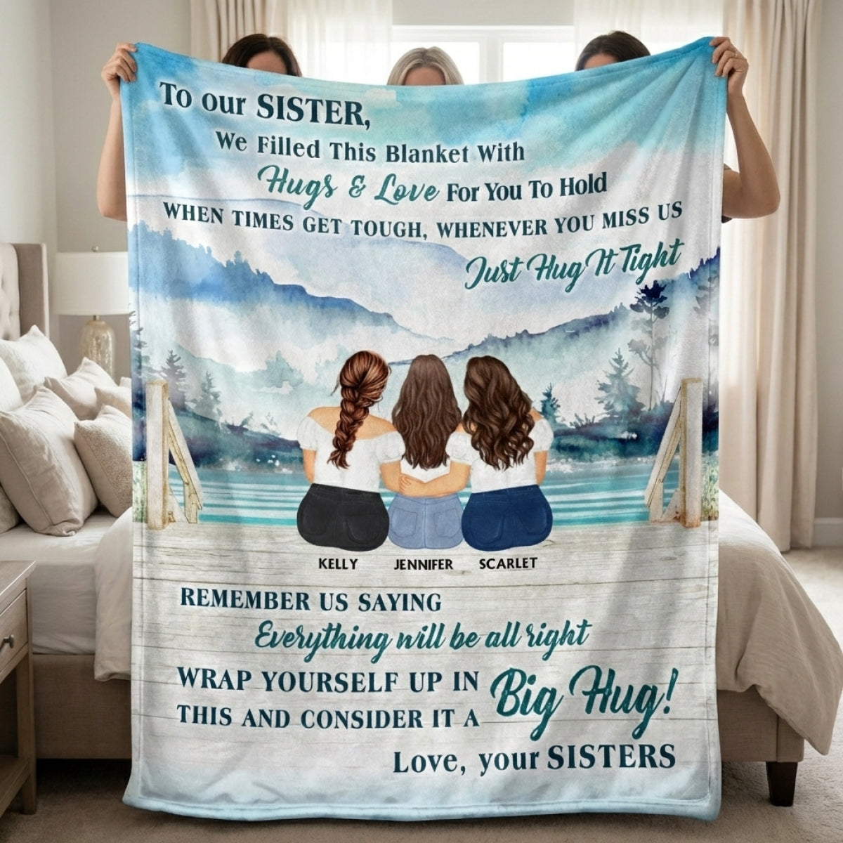 Custom Blanket for Sisters: 'Everything Will Be Alright' Cozy Hug Gift