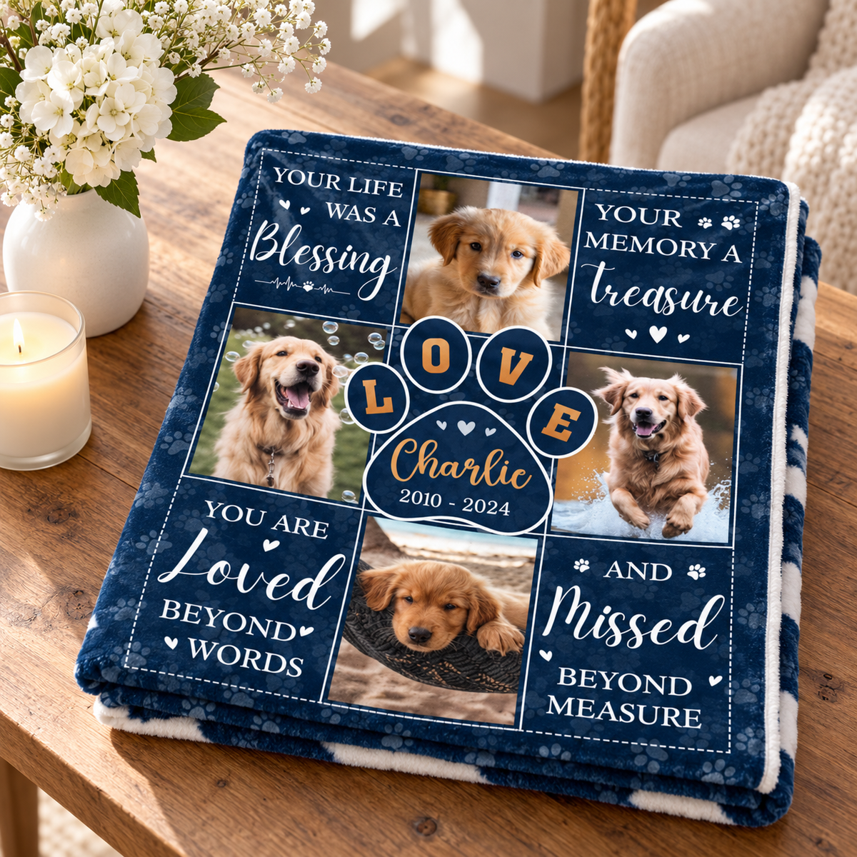 Custom Photo Thanks For Everything, I Had A Great Time - Pet Memorial Personalized Custom Blanket - Sympathy Gift For Pet Owners, Pet Lovers