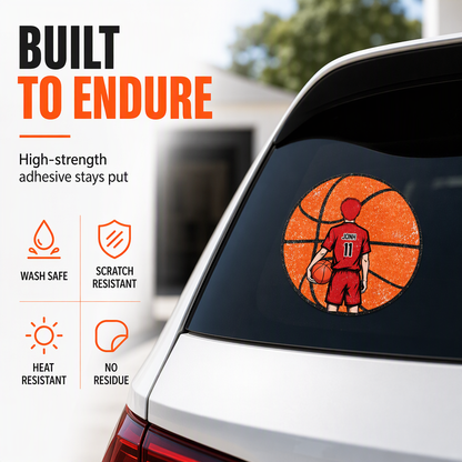 Custom Basketball Sticker Personalized Name Number Vinyl Decal, Anime Basketball Player Round Sticker for Car Laptop Water Bottle Sports Fan Gift
