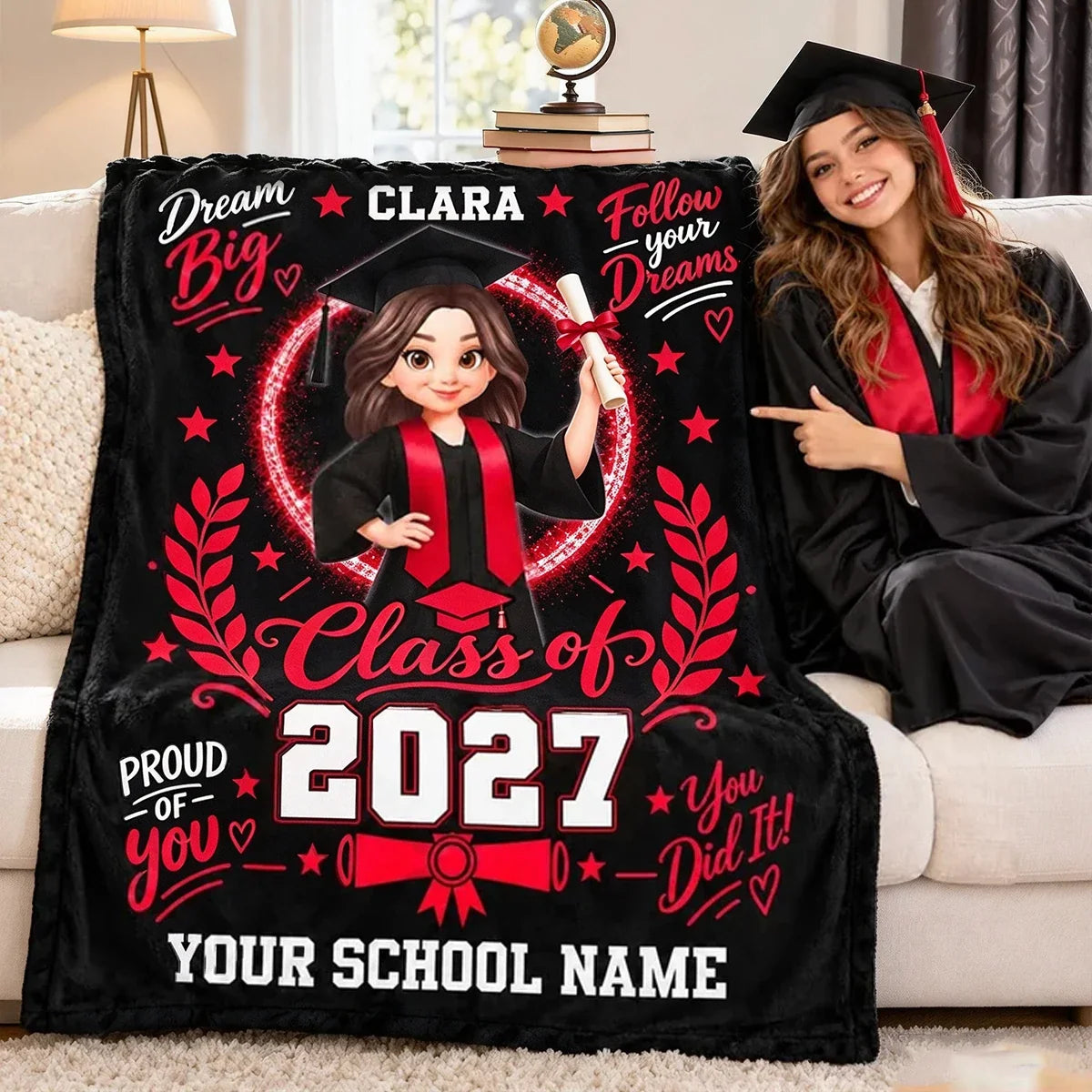 Average Custom Paging File Size Graduation Personalized Fleece Blanket With Cap & Gown, Dream Big Quot ...
