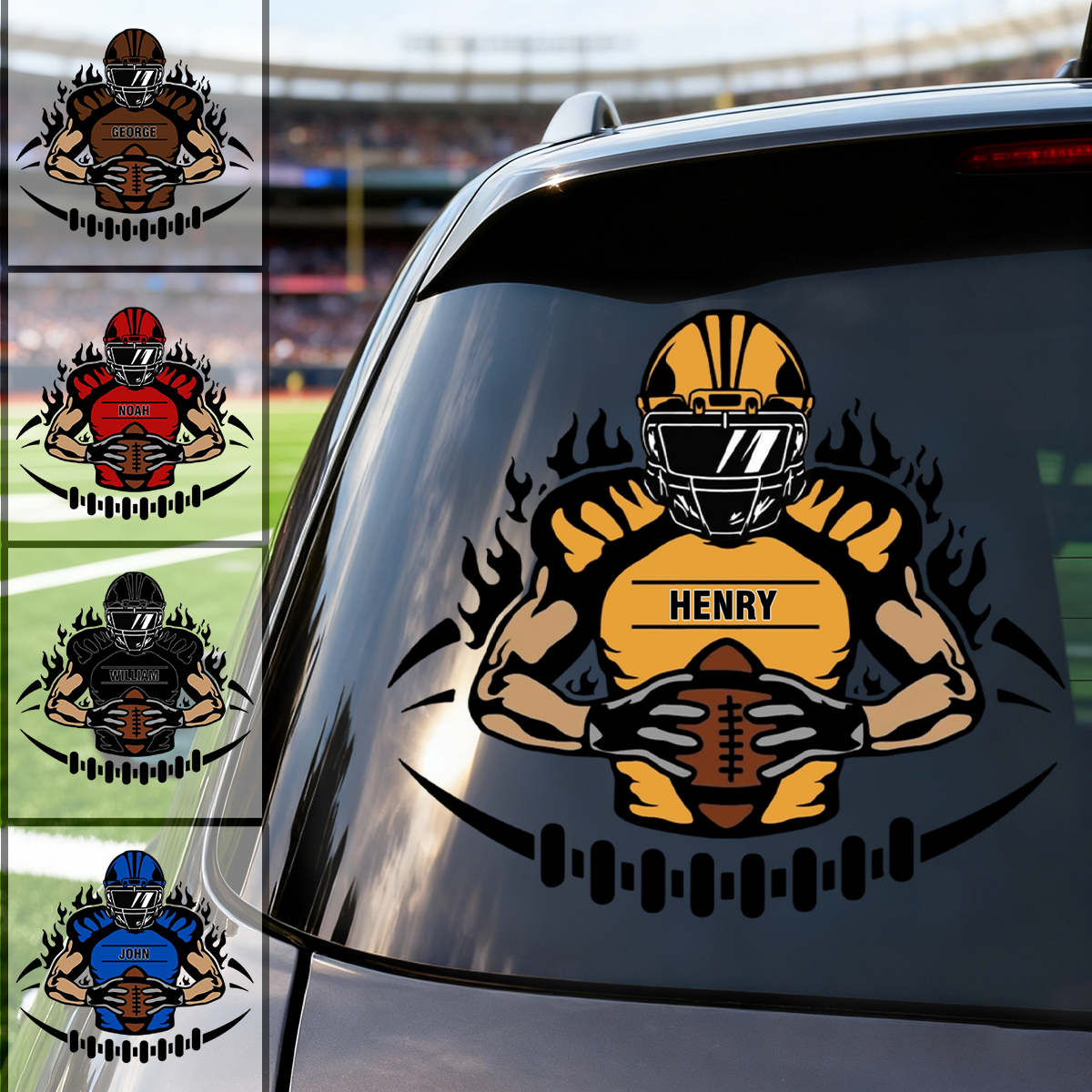 Personalized Youth Football Decal With Custom Name - Custom Football Player Sticker for Young Athletes