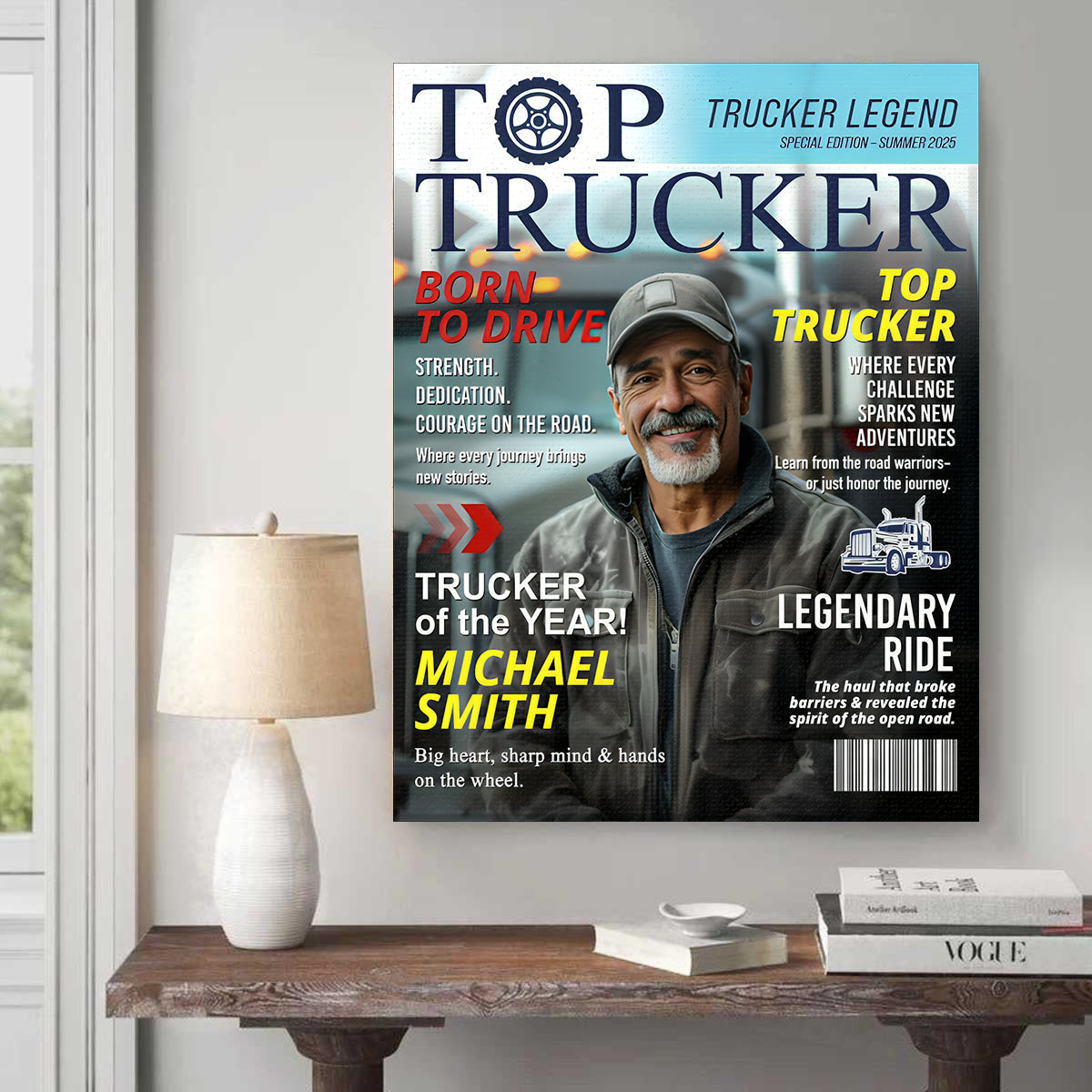 Every Mile Makes a Legend – Personalized Trucker Canvas / Poster, Custom Name Gift for Truck Drivers
