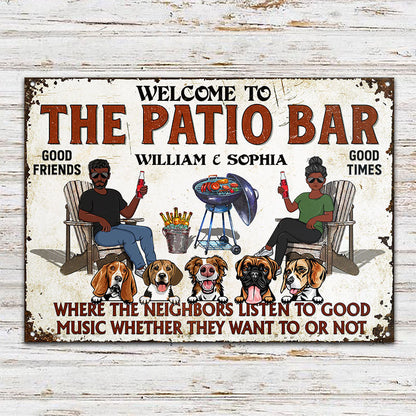 Personalized Patio Bar Metal Sign - Funny "Neighbors Listen To Good Music" Backyard Decor