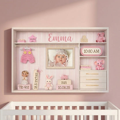 Baby Birth Announcement Photo Canvas / Poster - Personalized Custom Nursery Wall Art