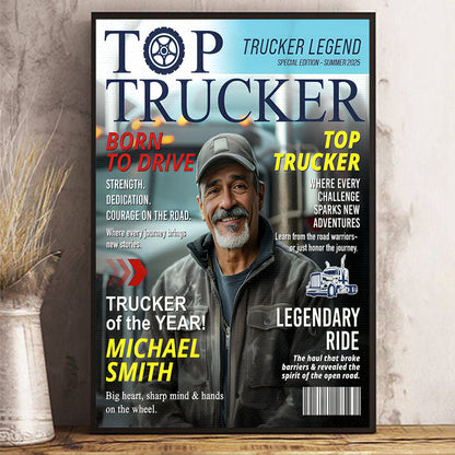 Every Mile Makes a Legend – Personalized Trucker Canvas / Poster, Custom Name Gift for Truck Drivers