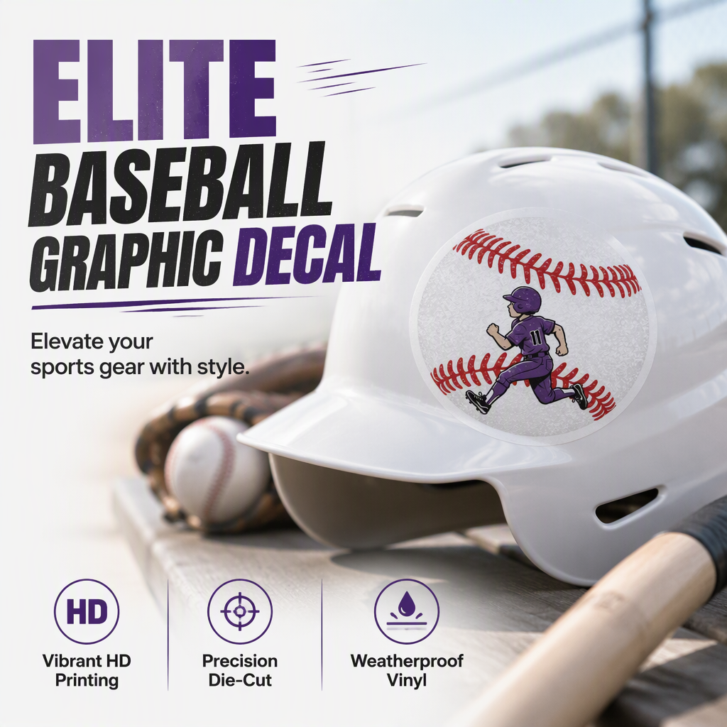Custom Baseball Sticker | Personalized Name &amp; Jersey Number | Durable Waterproof Vinyl | Sporty Gift for Baseball Fans