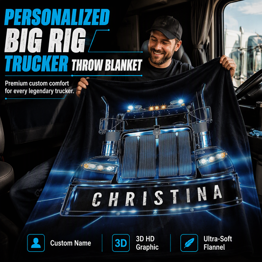 Personalized Trucker Throw Blanket With Custom Name - Unique Keepsake Gift For Semi Truck Drivers