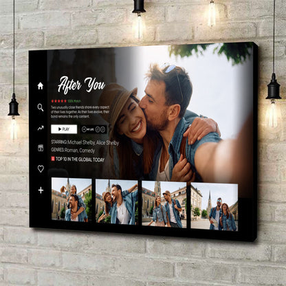 Custom Couple Movie Landscape Canvas / Poster - Personalized Photo Wall Art for Couple Anniversary Gift