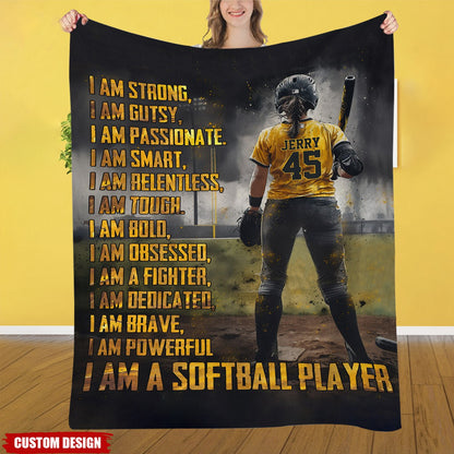 Personalized Softball Champion Blanket - Gift for Your Star Player Daughter