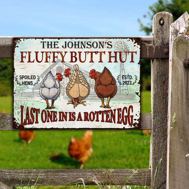 Chicken Fluffy Butt Hut - Personalized Customized Classic Nuggets Chicken Metal Signs
