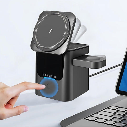 3-i-1 Hopfällbart Magnetiskt Trådlöst Laddställ