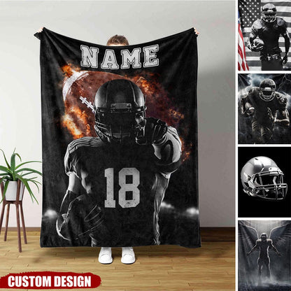 Born for the Game, Made to Stand Out – Personalized Football Player Blanket, Custom Name & Jersey Number Gift