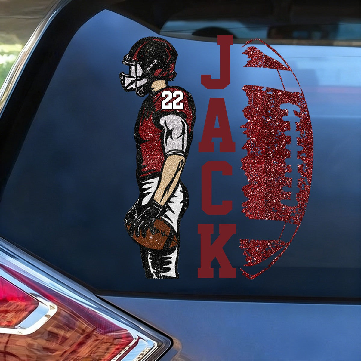 Custom Football Player Car Decal - Personalized Football Name & Number Sticker for Sports Moms and Dads