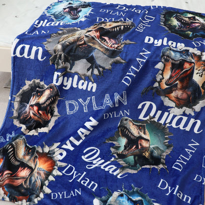 Custom Jurassic Dinosaur Name Blanket for Kids - Perfect Personalized Gift