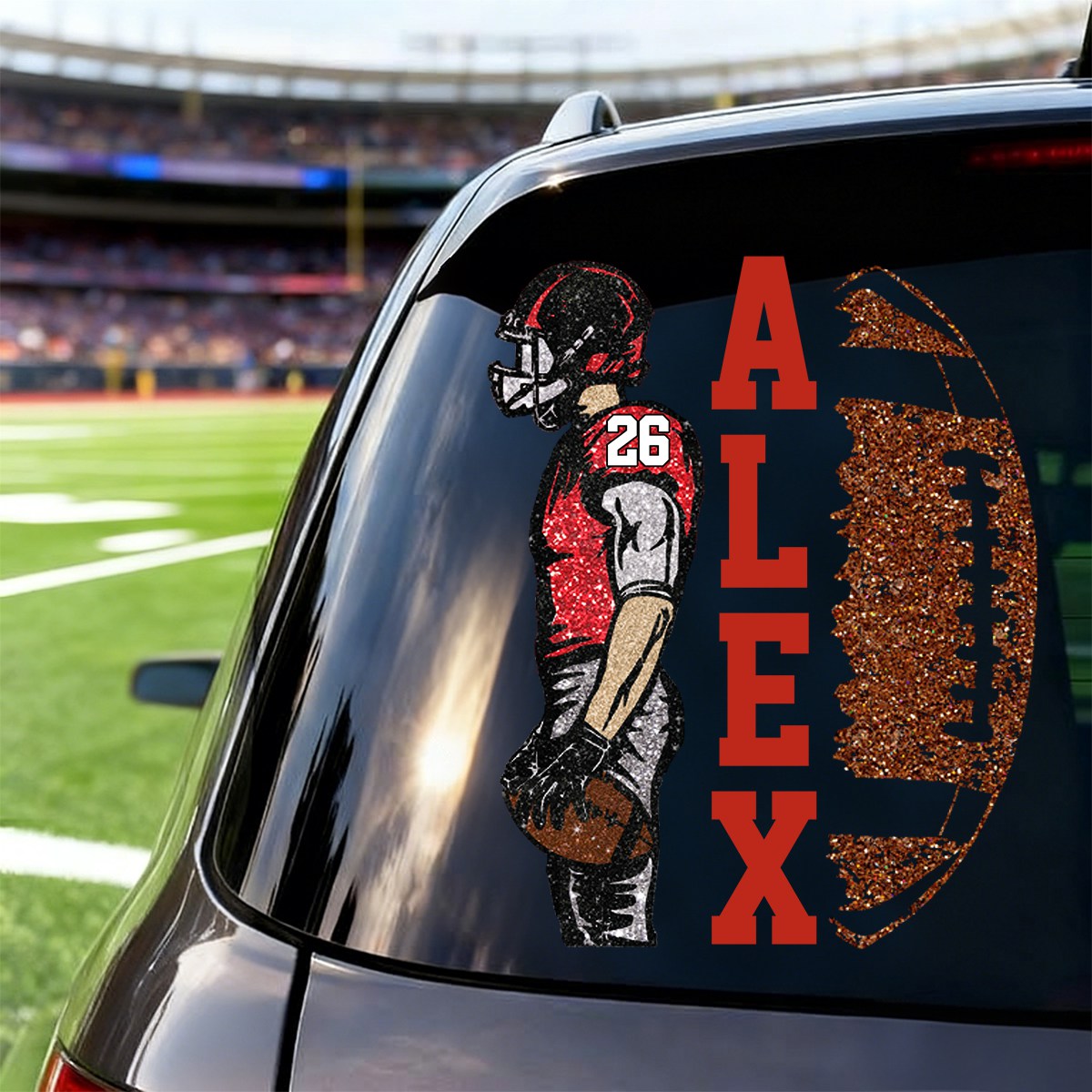 Custom Football Player Car Decal - Personalized Football Name & Number Sticker for Sports Moms and Dads
