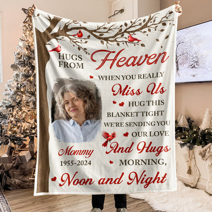 When You Miss Me, Hold Me Close – Personalized Memorial Photo Blanket, A Hug From Heaven Keepsake