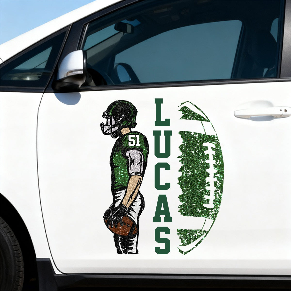 Custom Football Player Car Decal - Personalized Football Name & Number Sticker for Sports Moms and Dads