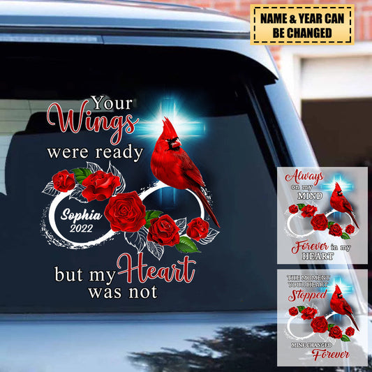 Personalized Cardinal Rose Decal - “Infinite Love” Memorial Gift for Family Loss