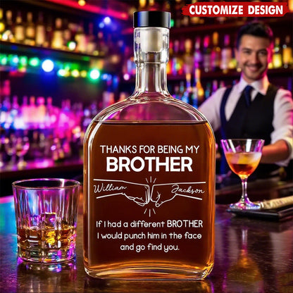 A Brother Like You Is One of a Kind, Personalized Whiskey Decanter, Custom Names Gift for Brothers