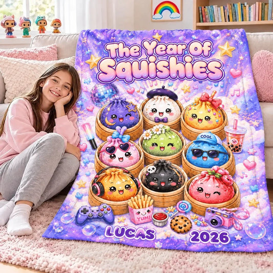 Cute Dumpling Fleece Blanket, Personalized Cozy Room Accent, Creative Gift for a Daughter or Friend