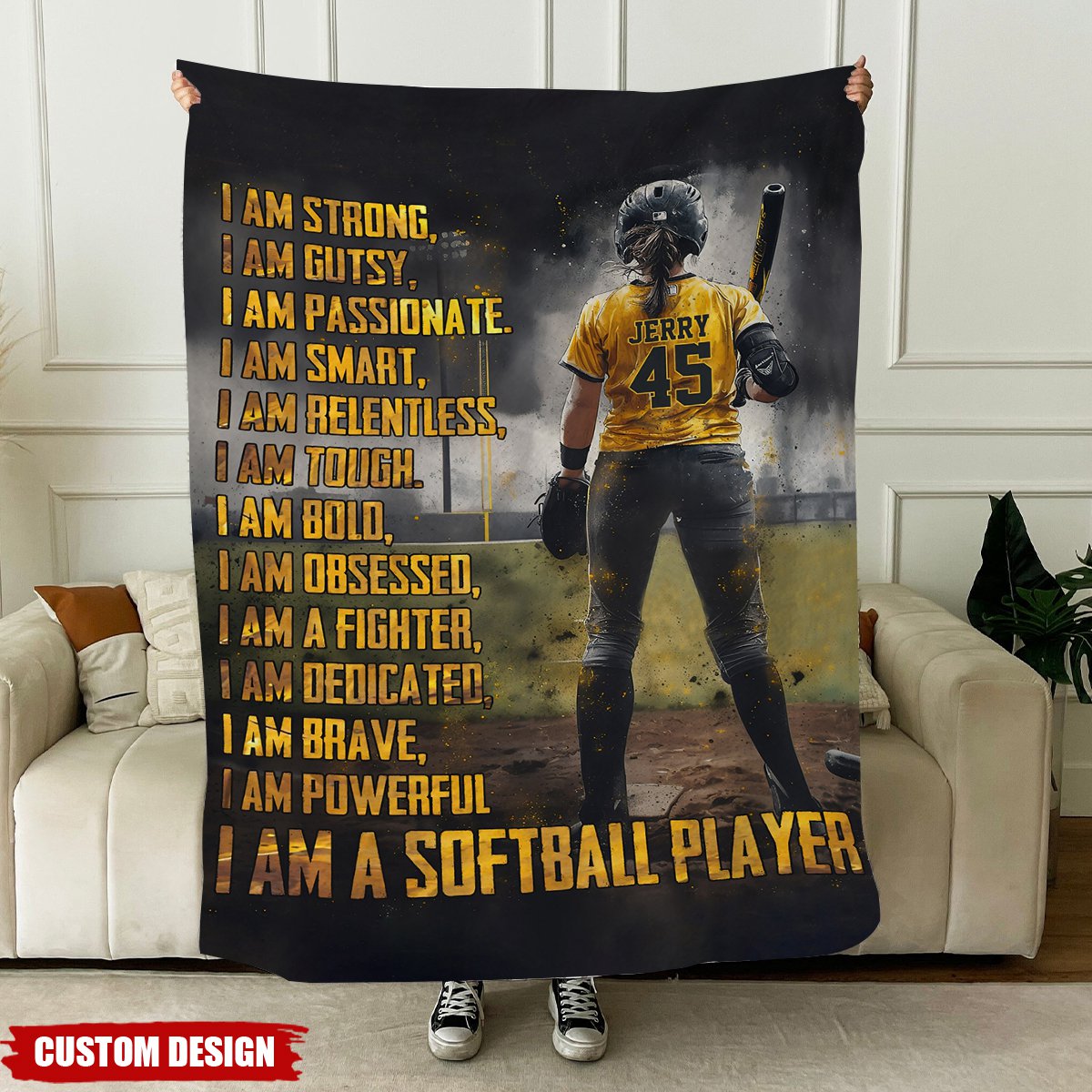 Personalized Softball Champion Blanket - Gift for Your Star Player Daughter