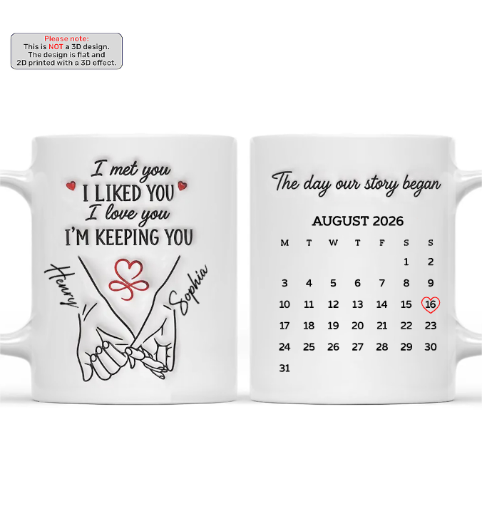 [3D Effect] Custom Love Story Mug - Personalized Anniversary Keepsake for Couples