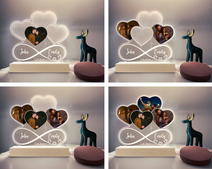 Custom Photo Infinity Heart Balloon‑Shaped 3D LED Lamp‑Personalized Romantic Gift for Couples
