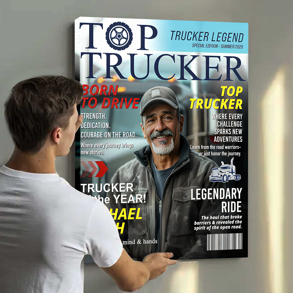 Every Mile Makes a Legend – Personalized Trucker Canvas / Poster, Custom Name Gift for Truck Drivers