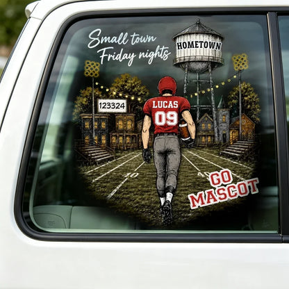 Custom Small Town Friday Nights Football Decal - Walking Player Stadium Art Sticker for Sports Fans