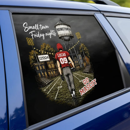 Custom Small Town Friday Nights Football Decal - Walking Player Stadium Art Sticker for Sports Fans