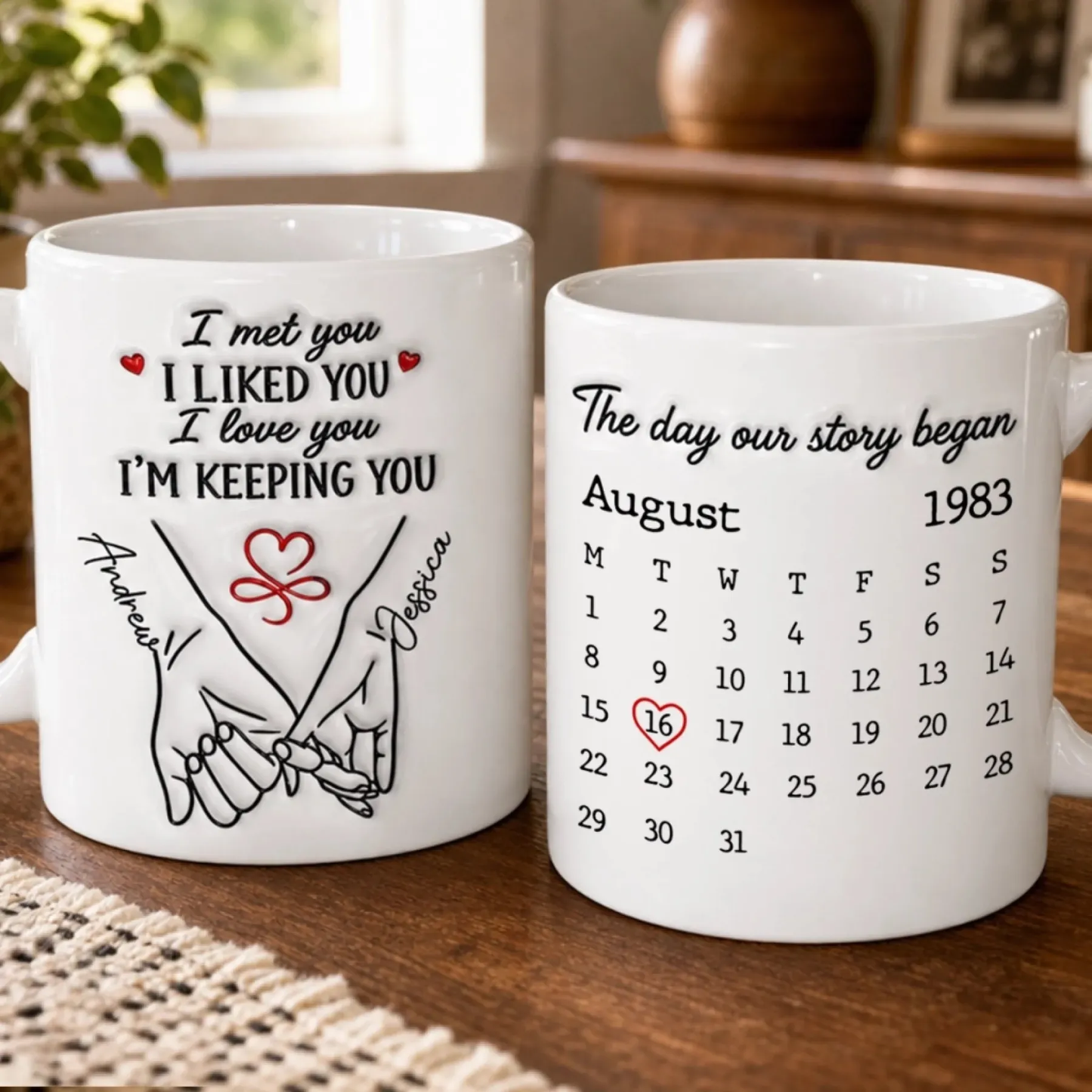 [3D Effect] Custom Love Story Mug - Personalized Anniversary Keepsake for Couples