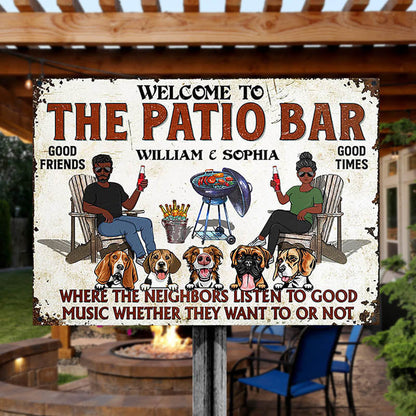 Personalized Patio Bar Metal Sign - Funny "Neighbors Listen To Good Music" Backyard Decor