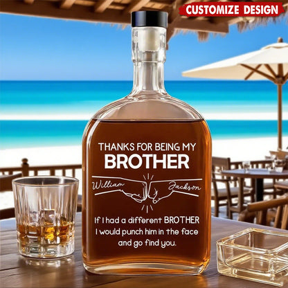 A Brother Like You Is One of a Kind, Personalized Whiskey Decanter, Custom Names Gift for Brothers