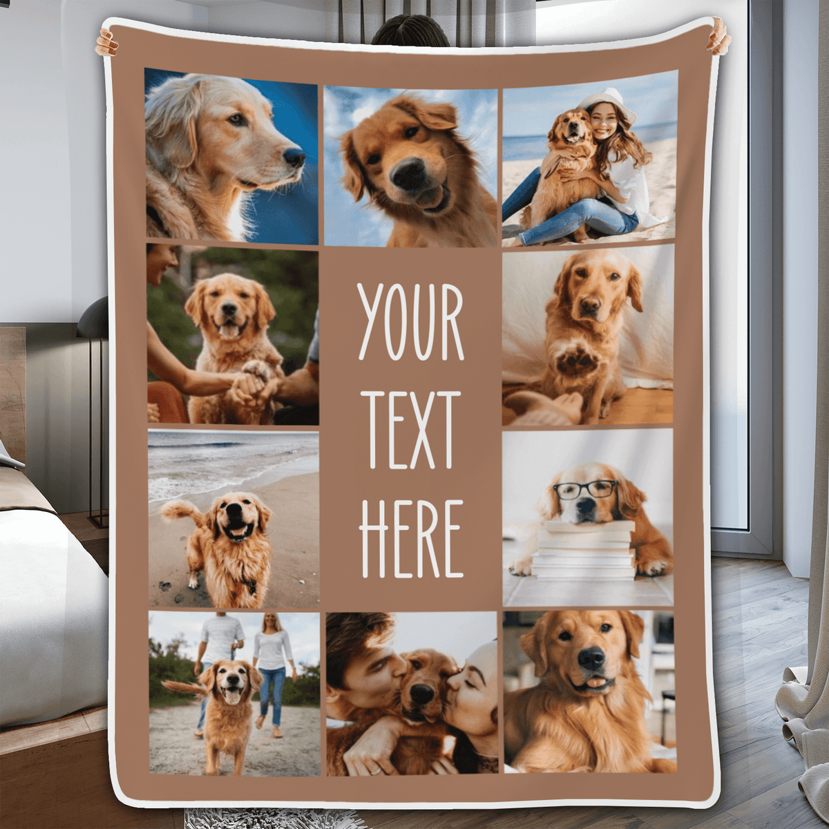 Nine Little Moments, A Lifetime of Love – Personalized Pet Photo Collage Blanket, Custom Dog & Cat Memory Gift