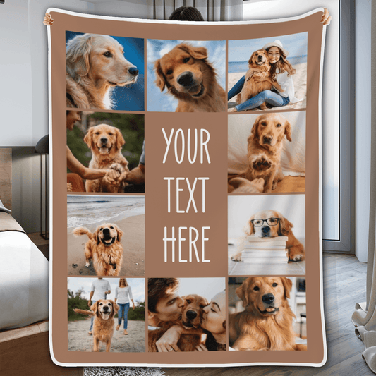 Nine Little Moments, A Lifetime of Love – Personalized Pet Photo Collage Blanket, Custom Dog & Cat Memory Gift